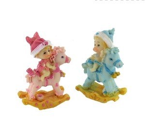 Decoraci&oacute;n Beb&eacute; en Caballo de Madera 8 cm (4 uds.)