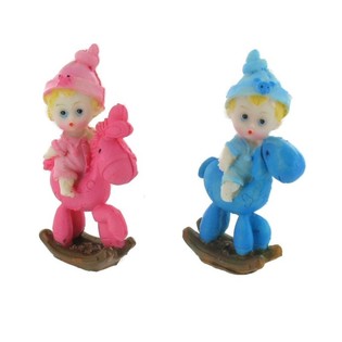 Topper para Tarta de Nacimiento - Bebé en Caballo de Balancín 9 cm (8 uds)