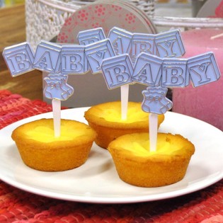 PINCHO PARA CUPCAKE DE NACIMIENTO - AZUL BEB&Eacute; (12 uds.)