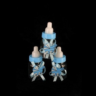 Biberones Decorativos Azules con Cochecito (12 uds.)