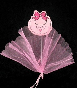 Pincho decorativo de tela - Rosa Bebé (12 uds.)