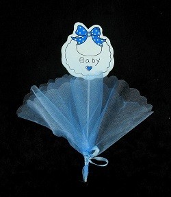 Palillo decorativo con tela - Azul bebé (12 uds.)