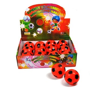 Pelotas Saltarinas de F&uacute;tbol con Luz Mundial (12 uds.)
