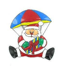 Cartel Decorativo de Navidad - Pap&aacute; Noel en Paraca&iacute;das (6 uds.)