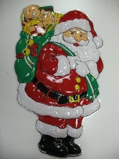 CARTEL DECORATIVO GRANDE - PAP&Aacute; NOEL CON SACO DE REGALOS (2 uds.)