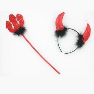 Diadema de diablo con bastón (12 uds.)