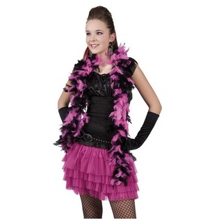 Boa de Plumas Negro/Rosa para Princesas 180 cm (6 uds.)