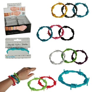 ***SÚPER ECONÓMICO*** PULSERAS DE ALAMBRE DE ESPINO EN EXPOSITOR (36 ud.)
