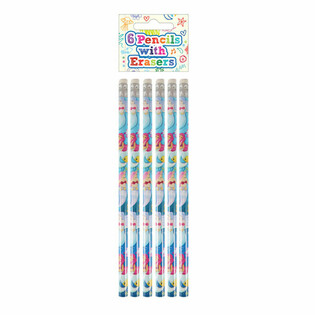 Set de 6 Lápices de Sirena con Goma - En Expositor (24 Sets)