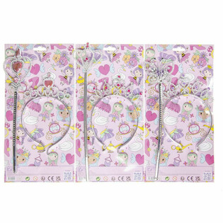 VARITA DE PRINCESA + TIARA EN CARTÓN (12 uds.)