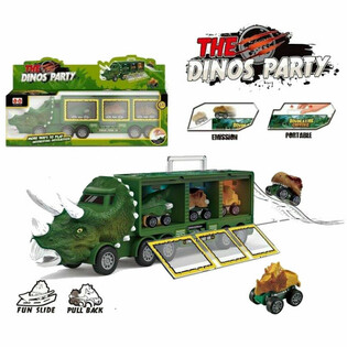 CAMIÓN DINOSAURIO CON 3 COCHES DINO - SET EN CAJA DE REGALO
