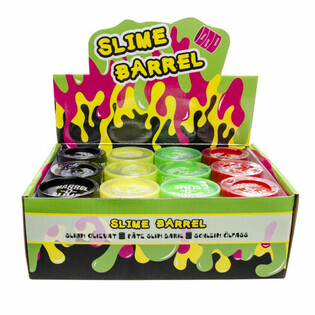 SLIME DE COLORES EN BARRIL EN EXPOSITOR (12 uds.)