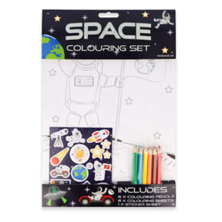 Set de Colorear Espacio - Incluye L&aacute;pices y Pegatinas (12 uds.)